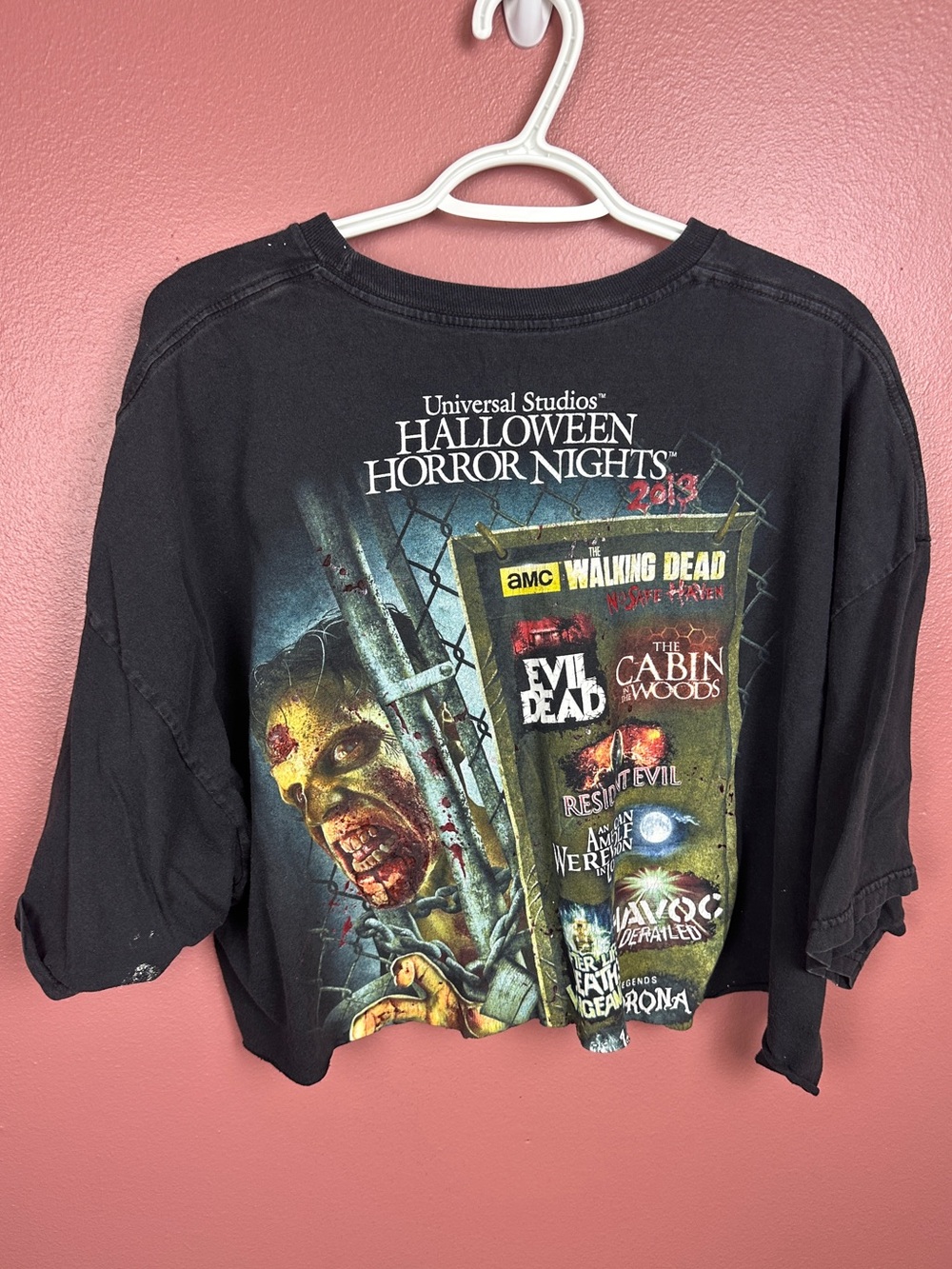 Universal Studios Halloween Horror Nights 2013 Cut Off Cropped T-Shirt XL Movies - Picture 3 of 8
